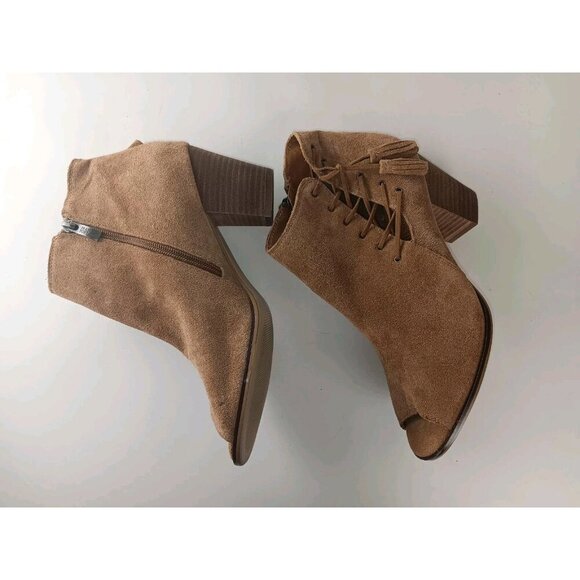 Franco Fortini Women's Brown Suede Zipper Block Heel Boots  Size 10 - Picture 6 of 11